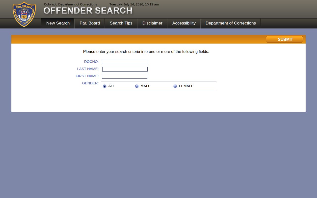 Fremont County released inmates CDOC offender search page